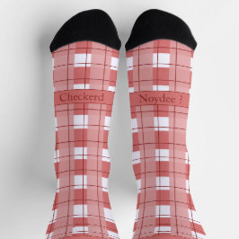 Calcetines Cuadros rojos y blancos, texto en pie