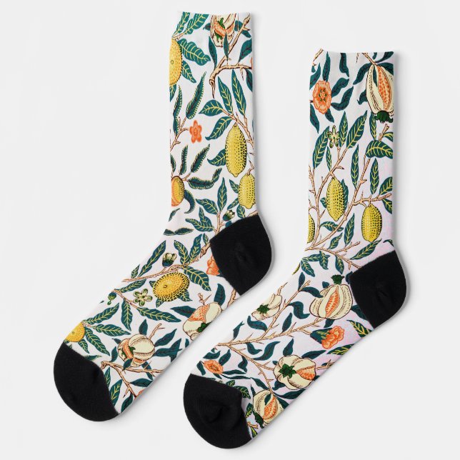 Calcetines Cuatro patrones de frutas, William Morris (Izquierda)