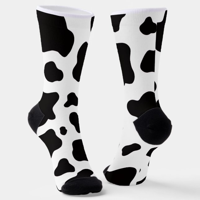 Calcetines Cuero de vaca falso negro y blanco (Angular)