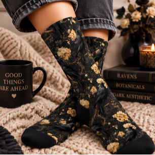 Calcetines Cuervo Floral Gótico Vintage Halloween