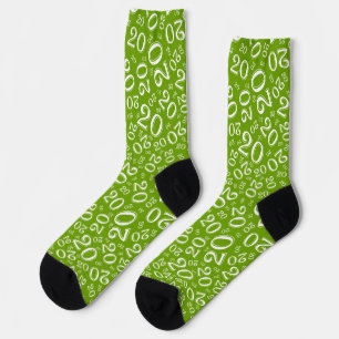 Calcetines Cumpleaños 20 Verde/Blanco Patrón de Número Aleato