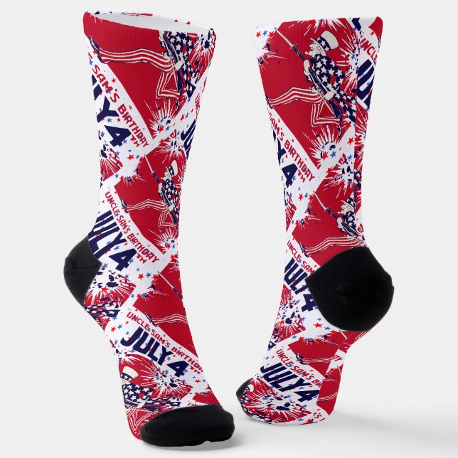 Calcetines Cumpleaños del Tío Sam con Estrellas 4 de Julio (Angular)