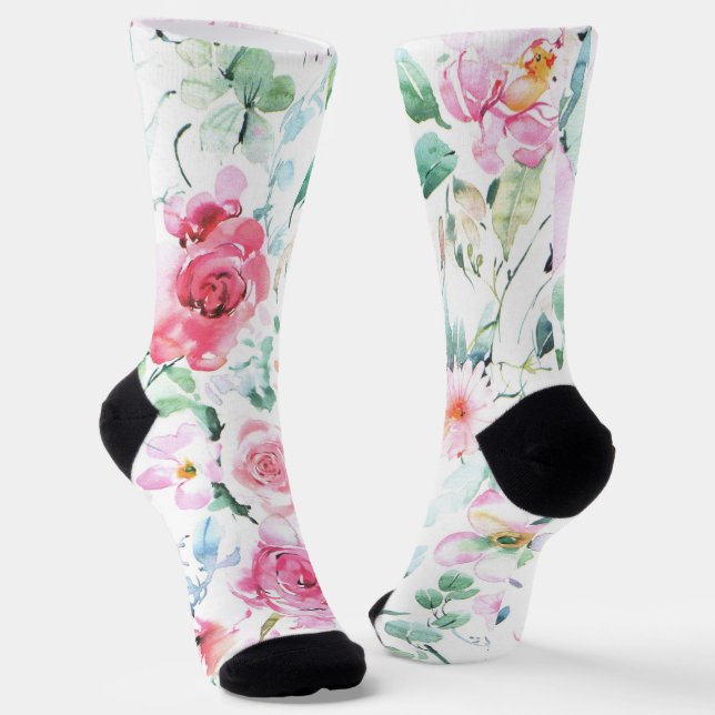 Calcetines Cúpulos de patrón floral de flor extravagante (Angular)