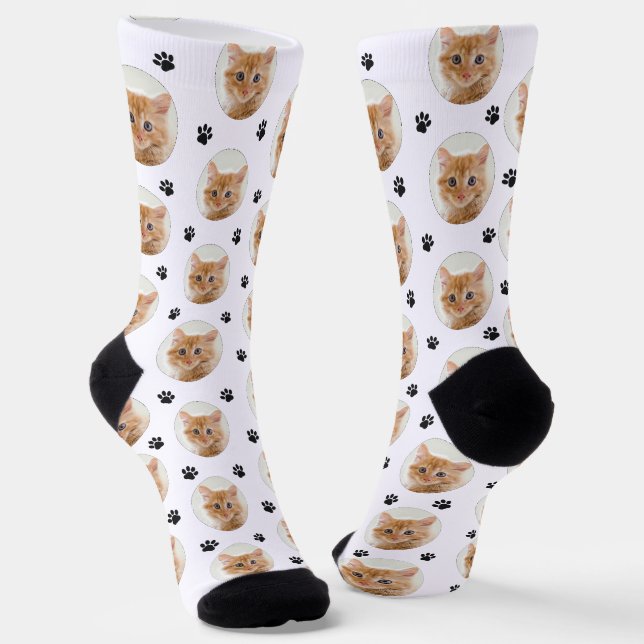 Calcetines Custom Cat Photo Paw Print (Angular)