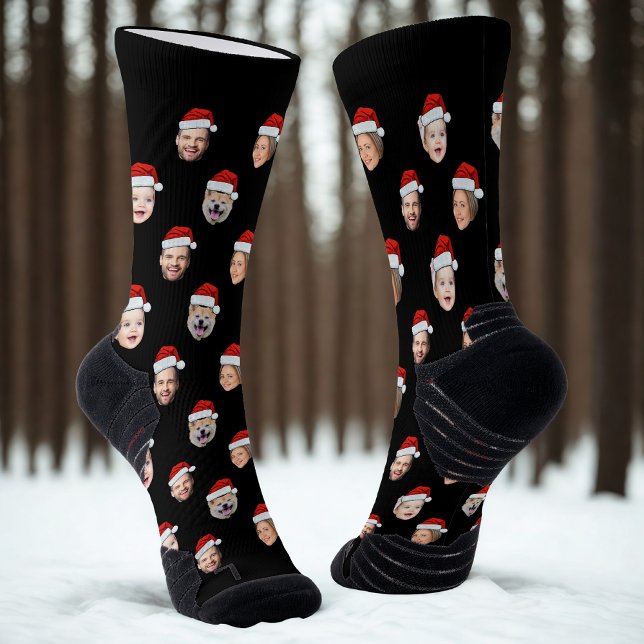 Calcetines Custom Christmas Face Socks, Santa Hat 4 Faces (Subido por el creador)