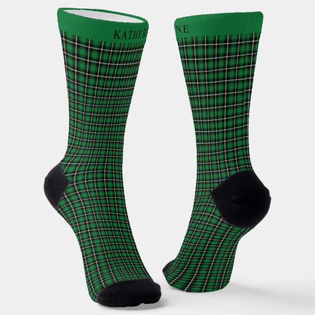 Calcetines Custom Dark Green Black Checkered Pattern (Angular)