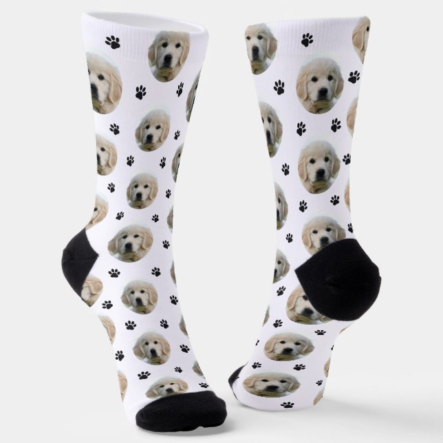Calcetines Custom Dog Photo Paw Print (Angular)
