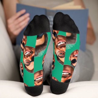 Calcetines Custom Funny Face Photo All Over Socks Moss Green