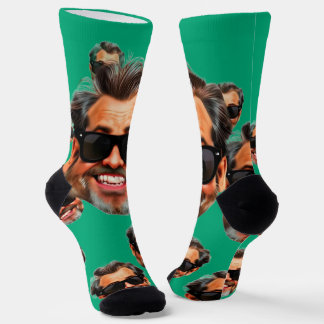 Calcetines Custom Funny Face Photo All Over Socks Moss Green