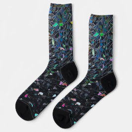 Calcetines Custom Iridescent Abstract Stained Glass Pattern