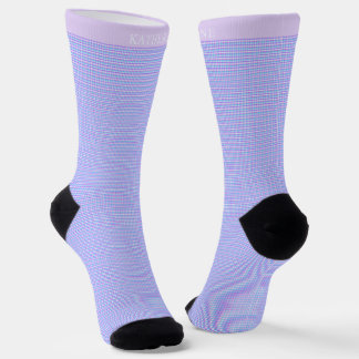 Calcetines Custom Light Blue Pink Purple Checkered Pattern