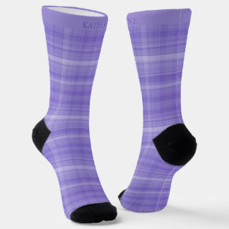 Calcetines Custom Light Lavender Dark Purple Checkered