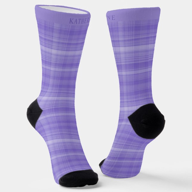 Calcetines Custom Light Lavender Dark Purple Checkered (Angular)