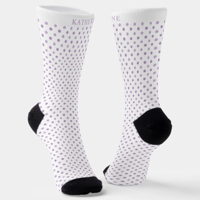 Calcetines Custom Light Lavender Purple White Dot Design (Angular)