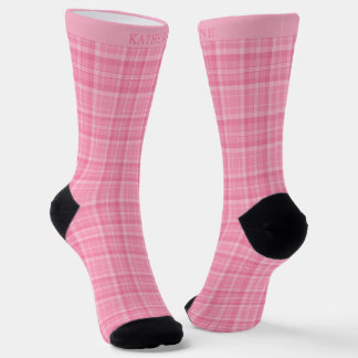 Calcetines Custom Light Pink Dark Rose Checkered Pattern