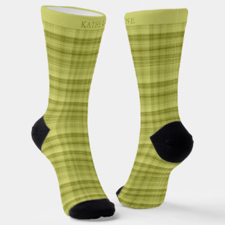 Calcetines Custom Light Sage Olive Green Checkered Pattern