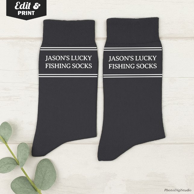 Calcetines Custom Lucky Fishing Socks Birthday Christmas Gift (Custom Lucky Fishing Socks Gray, Funny Christmas Gift for Dad, Birthday Gift for Husband Fisherman)