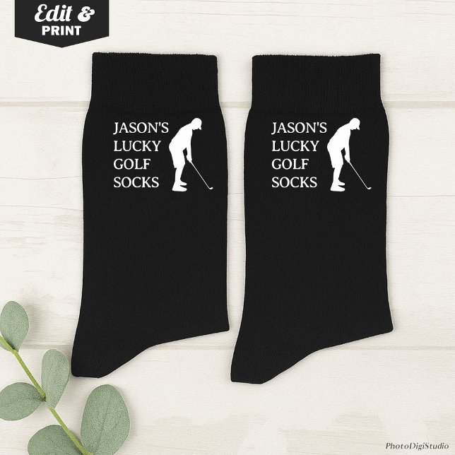 Calcetines Custom Lucky Golf Socks, Birthday Christmas Fun (Custom Lucky Golf Socks Black, Fun Golfer Grandfather Christmas Gift, Fun Socks for Husband Birthday)