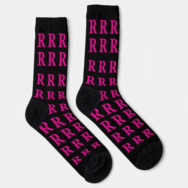 Calcetines Custom Monogram Initial Black Pink socks (Derecha)