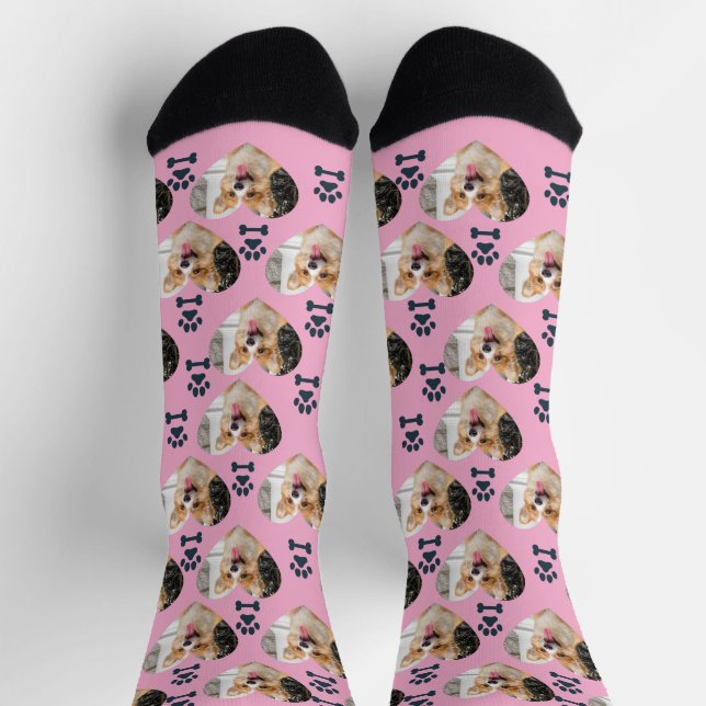 Calcetines Custom Pet Photo and  Paw Prints Socks (Arriba)