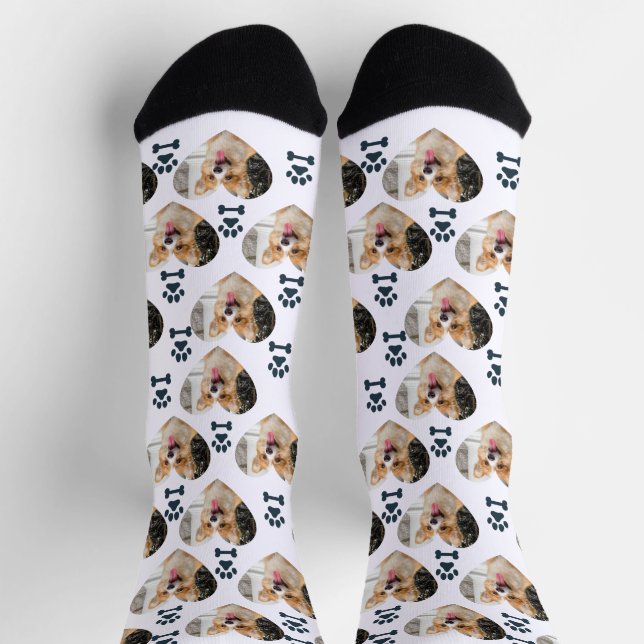 Calcetines Custom Pet Photo and  Paw Prints Socks (Arriba)