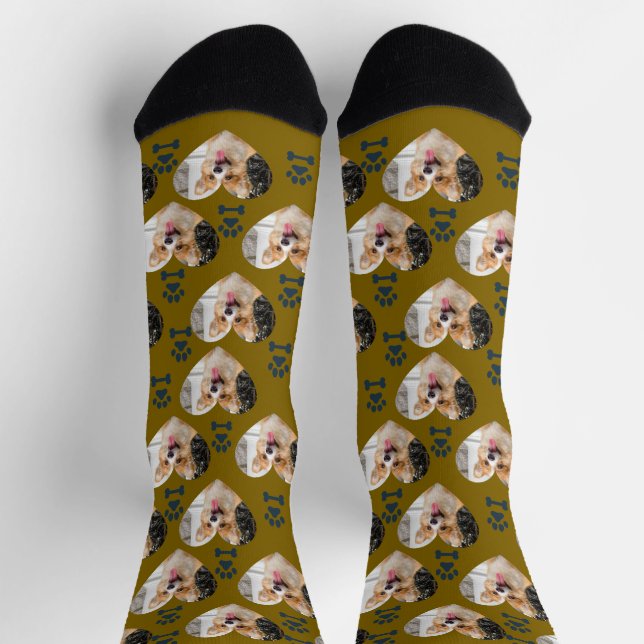Calcetines Custom Pet Photo and  Paw Prints Socks (Arriba)