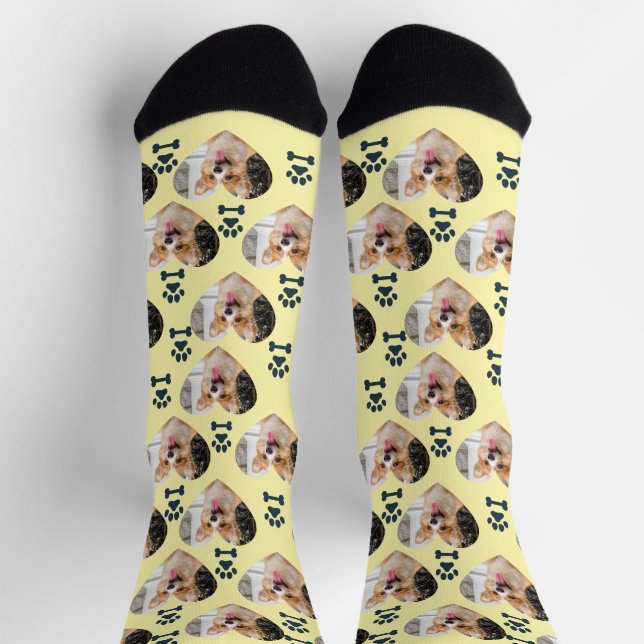Calcetines Custom Pet Photo and  Paw Prints Socks (Arriba)