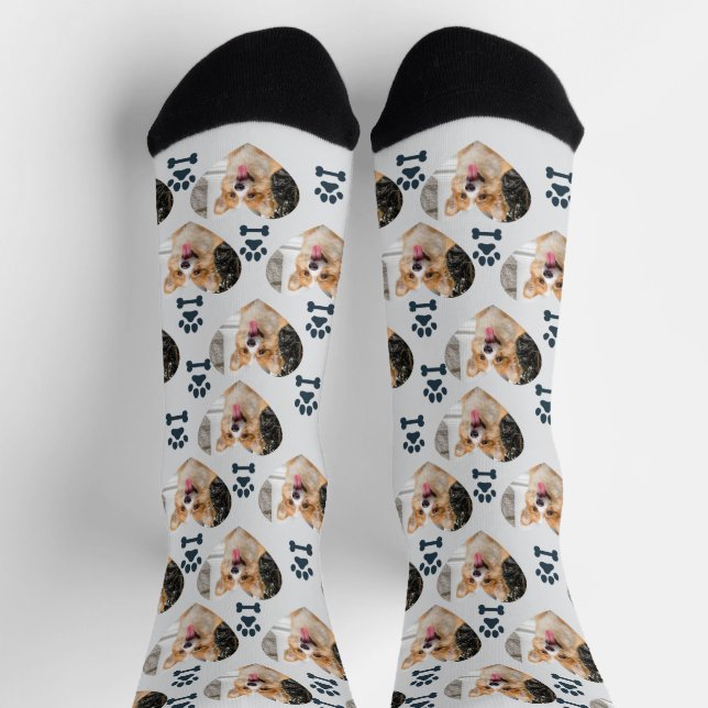 Calcetines Custom Pet Photo and  Paw Prints Socks (Arriba)