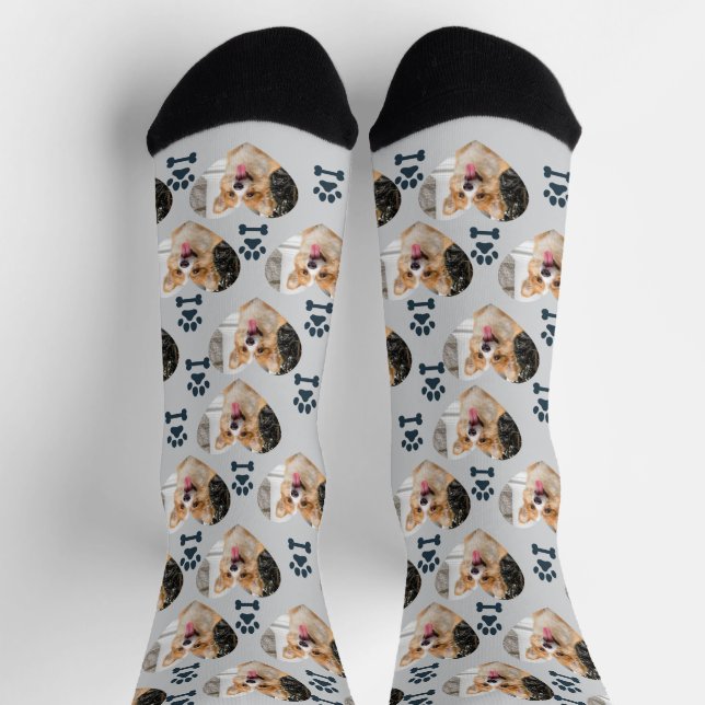 Calcetines Custom Pet Photo and  Paw Prints Socks (Arriba)