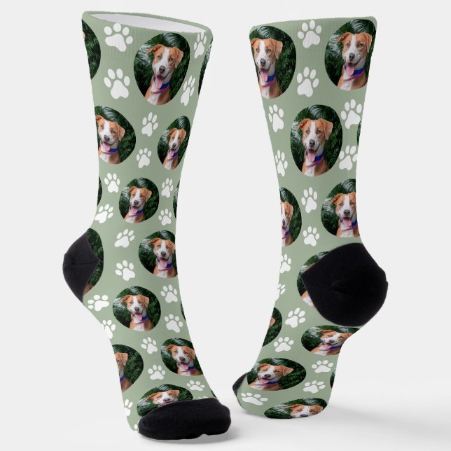 Calcetines Custom Pet Photo Paw Print Pattern (Angular)