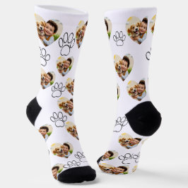 Calcetines Custom Pet Photo & Paw Prints Black Socks
