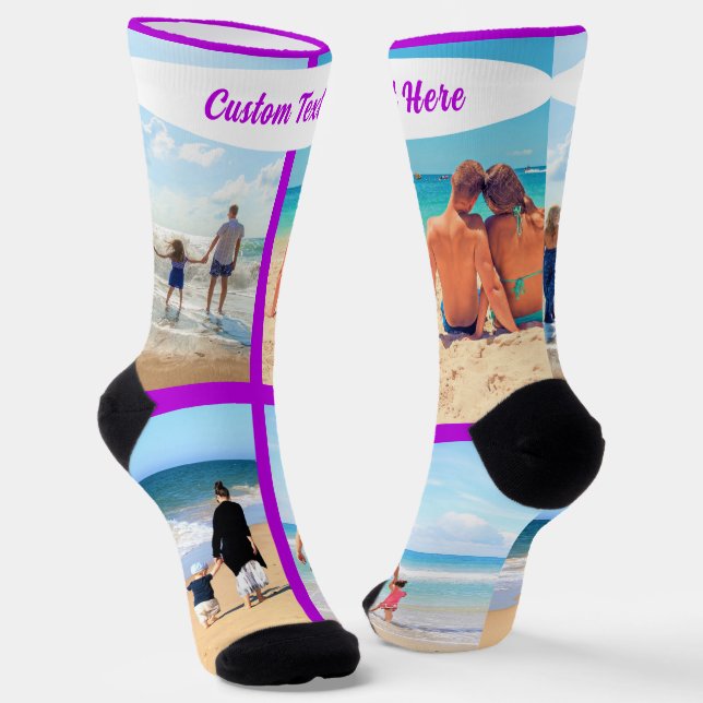 Calcetines Custom Photo Collage Socks Personalized Text (Angular)