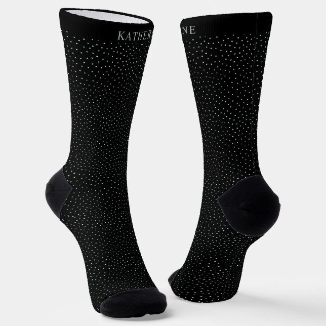 Calcetines Customizable Black and White Polka Dot Design (Angular)