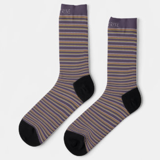 Calcetines Customizable Dark Plum Purple Grey Stripes