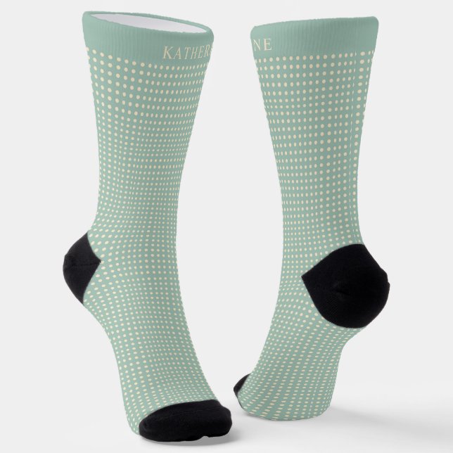 Calcetines Customizable Sage Green Yellow Polka Dot Design (Angular)