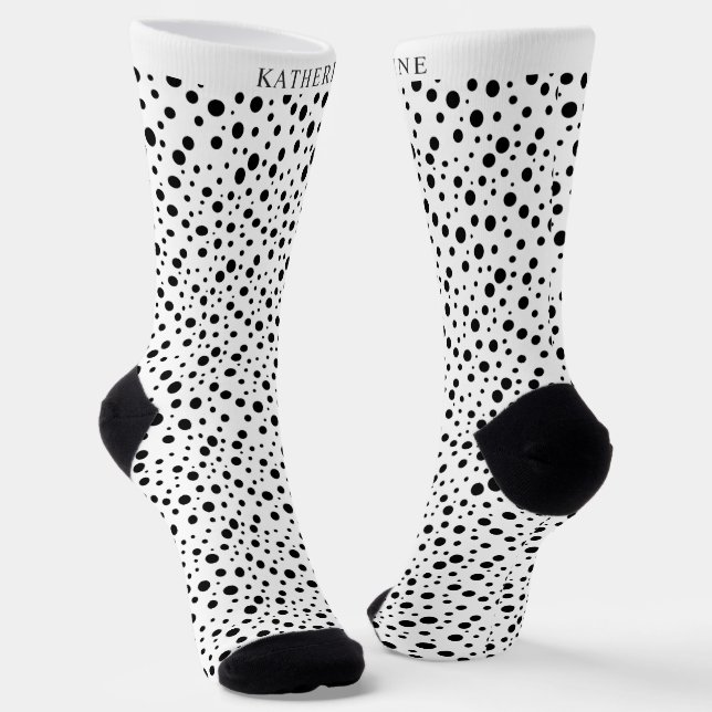 Calcetines Customizable White and Black Polka Dot Design (Angular)