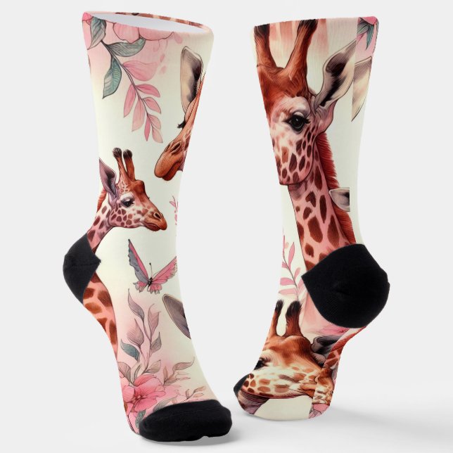 Calcetines Cute acuarela Giraffe (Angular)