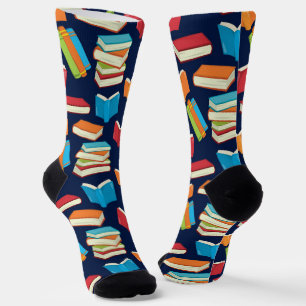 Calcetines Cute Book Lover Pattern Navy Blue Librarian