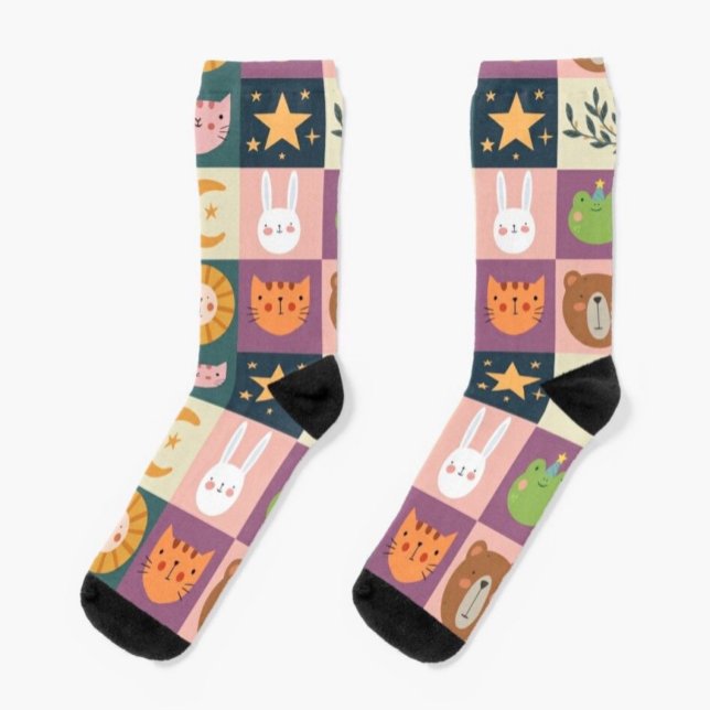 Calcetines Cute Cat Animals Patcwork (Subido por el creador)
