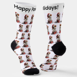 Calcetines Cute Christmas Puppy on Gift Box