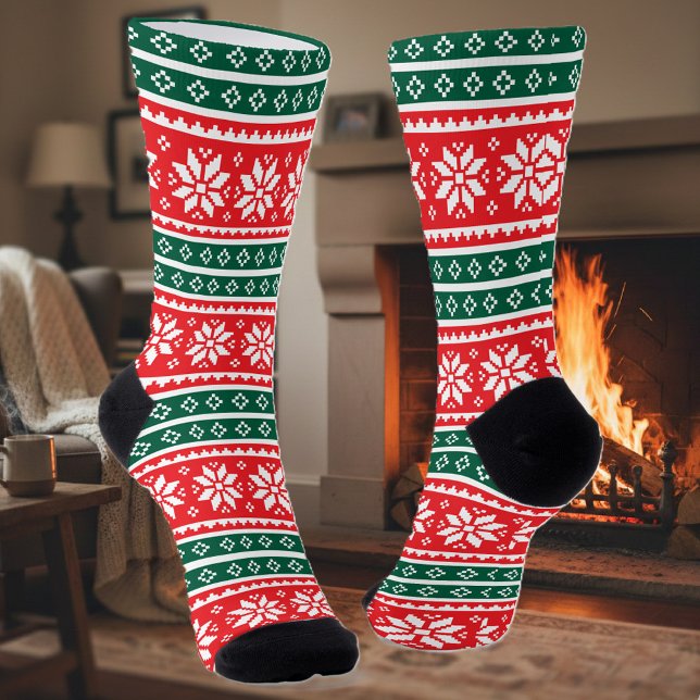 Calcetines Cute Christmas socks with nordic snowflake pattern (Christmas socks)