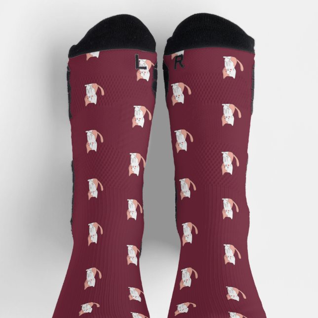 Calcetines Cute Cozy Cat Burgundy (Arriba)
