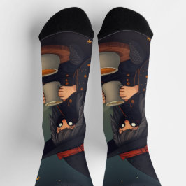 Calcetines Cute Cozy Witch Coffee Socks – Halloween Magic