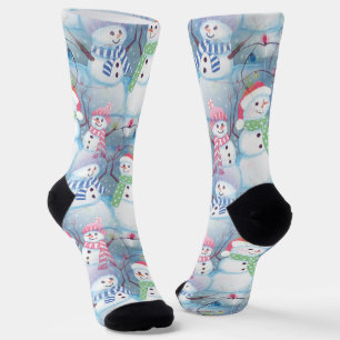 Calcetines Cute divertida temporada de invierno arte acuarela