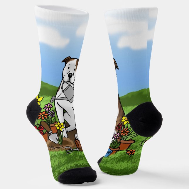 Calcetines Cute Flower Gardener Pit Bull (lt romano 3) (Angular)