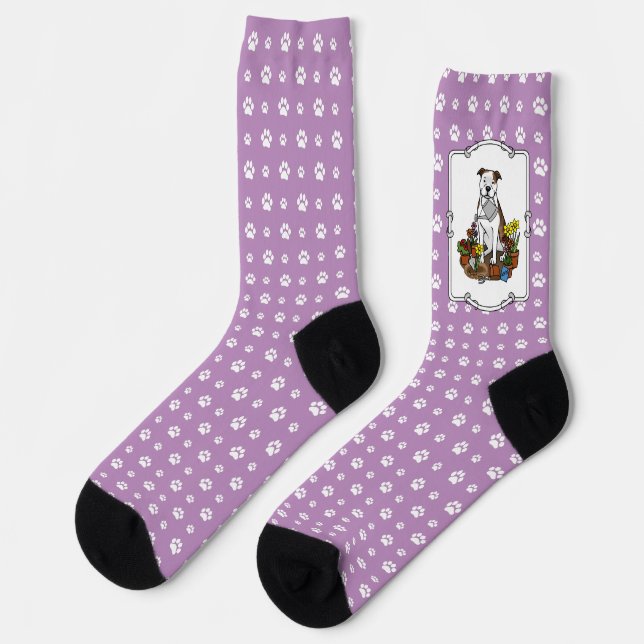 Calcetines Cute Flower Gardener Pit Bull (lt romano 3) (Izquierda)