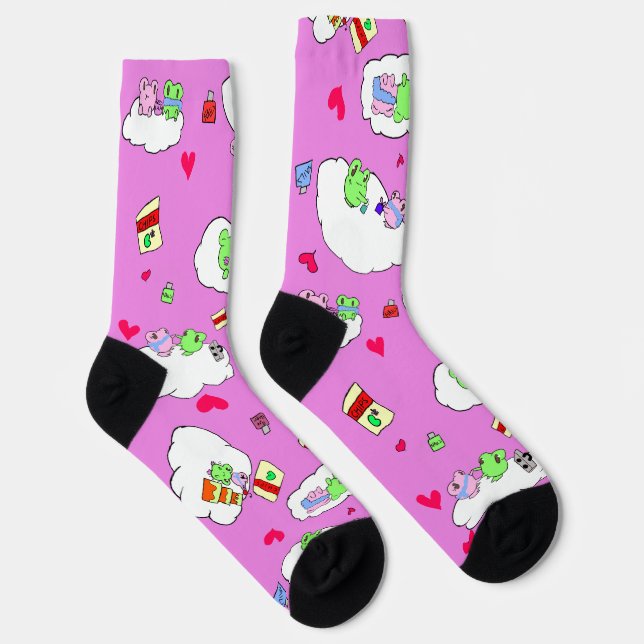 Calcetines Cute Frog valentine Date Crew Socks (Derecha)