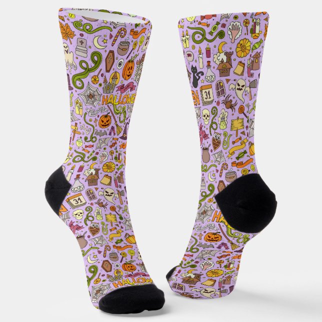 Calcetines Cute Halloween Doodle Pattern (Angular)