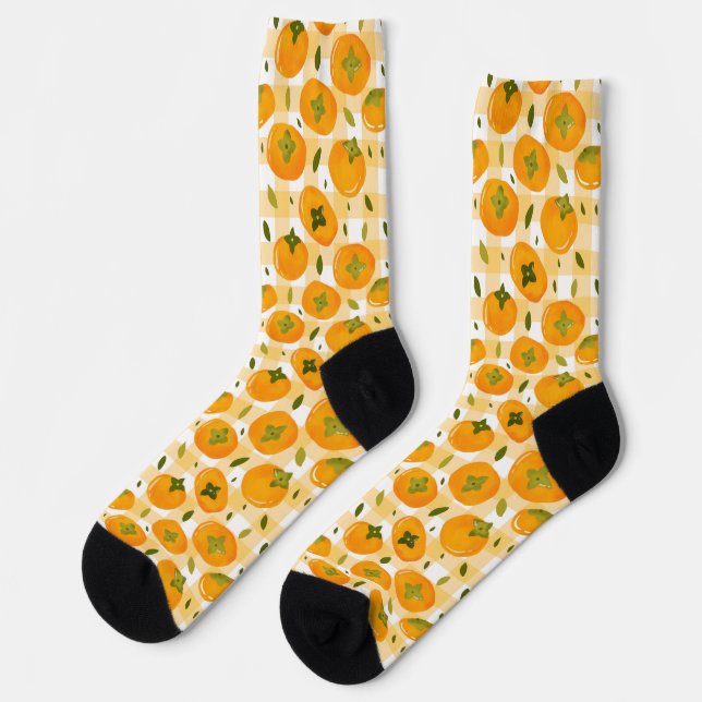 Calcetines Cute Hand-Drawn Persimmons Seamless Pattern (Izquierda)