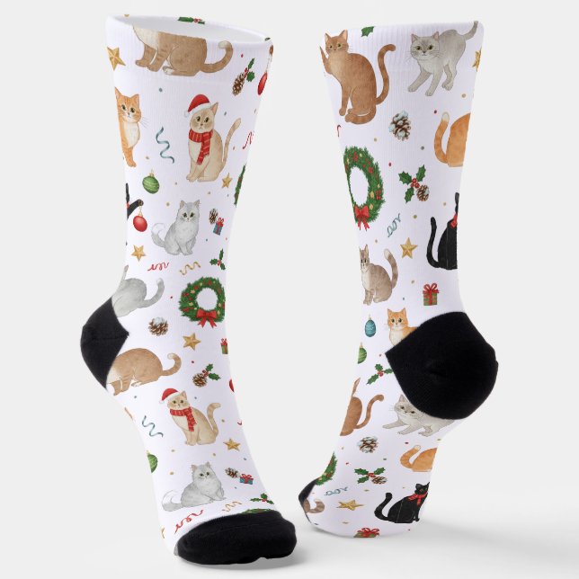 Calcetines Cute Kawaii Cats & Christmas Decorations Socks (Angular)